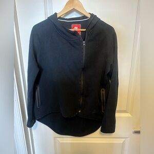 Nike Black Full Zip Hoodie. Asymmetrical chic design. Womens medium. Loose fit.